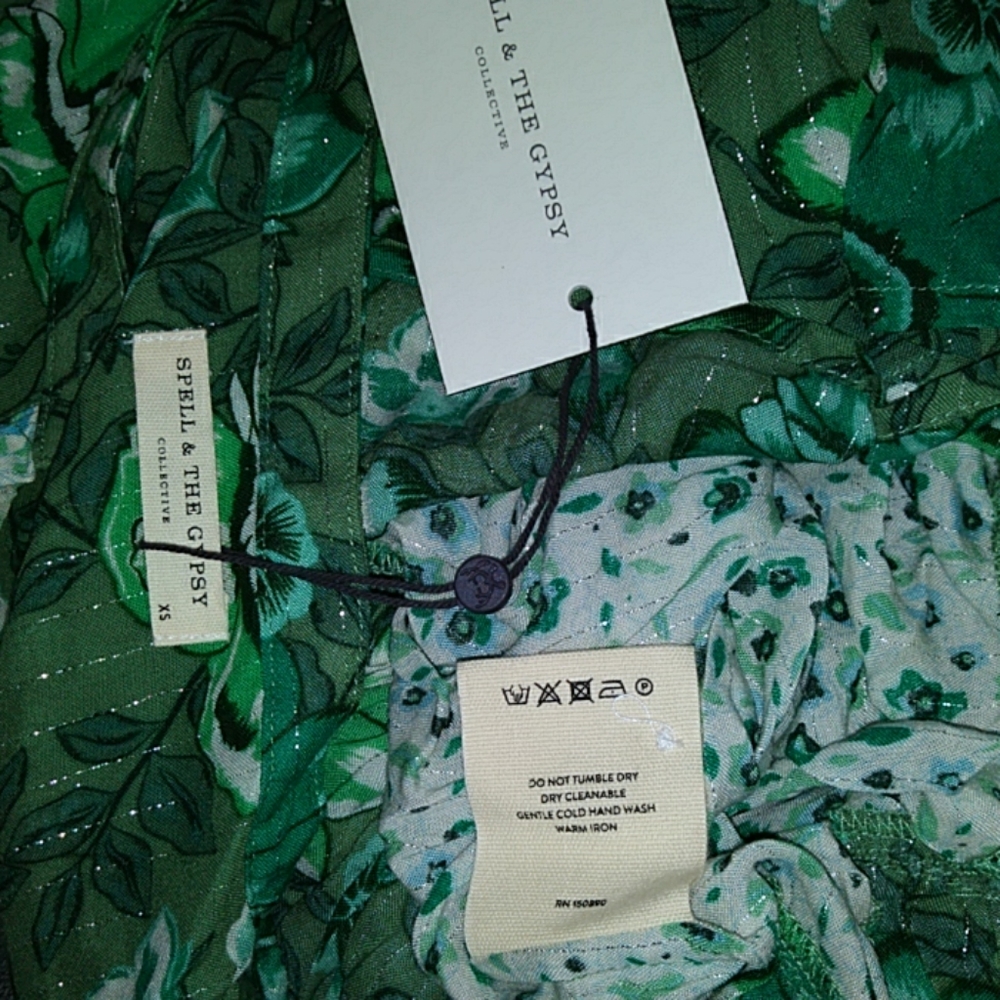 Winona Blouse Ivy green Spell Designs top XS lurex - Picture 8 of 8